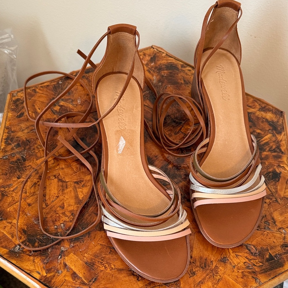 EUC Women’s Madewell Rosalind Strappy Ankle Wrap Sandals, size 9.5